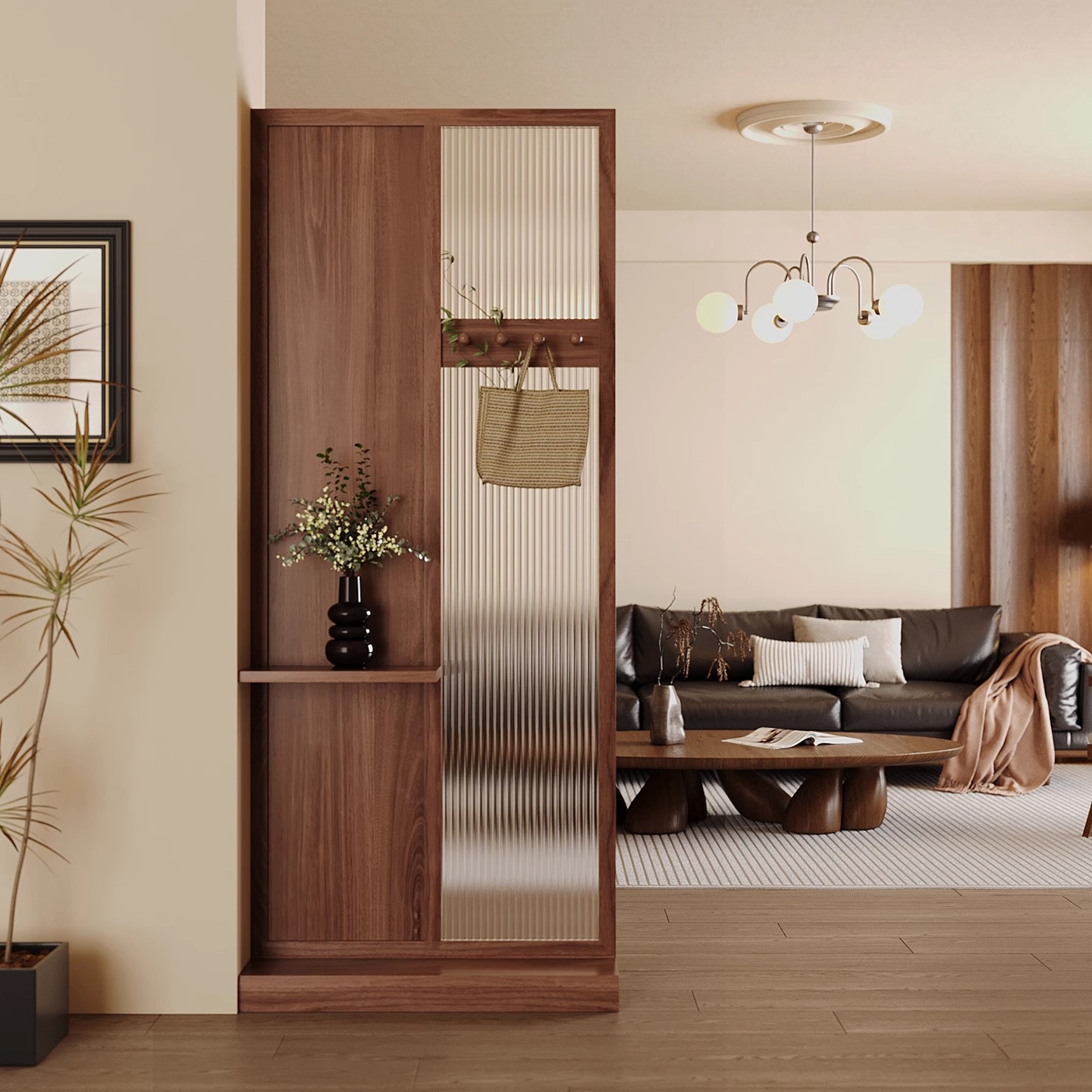 Shoji Screen Divider - Wejście z litego drewna chińskiego, wejście