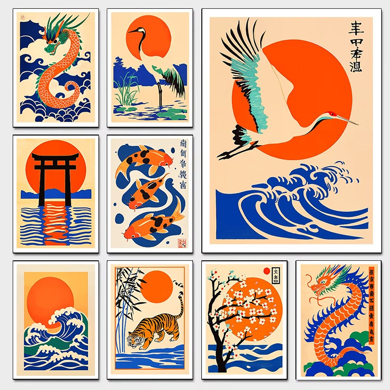 Japanese Living Lifestyle - Retro Japońskie Ilustracje Obraz na Płótnie