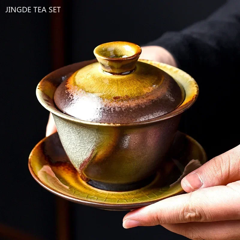 Matcha Bowl Chawan - Piec na drewno Zmieniony Ceramiczny Gaiwan